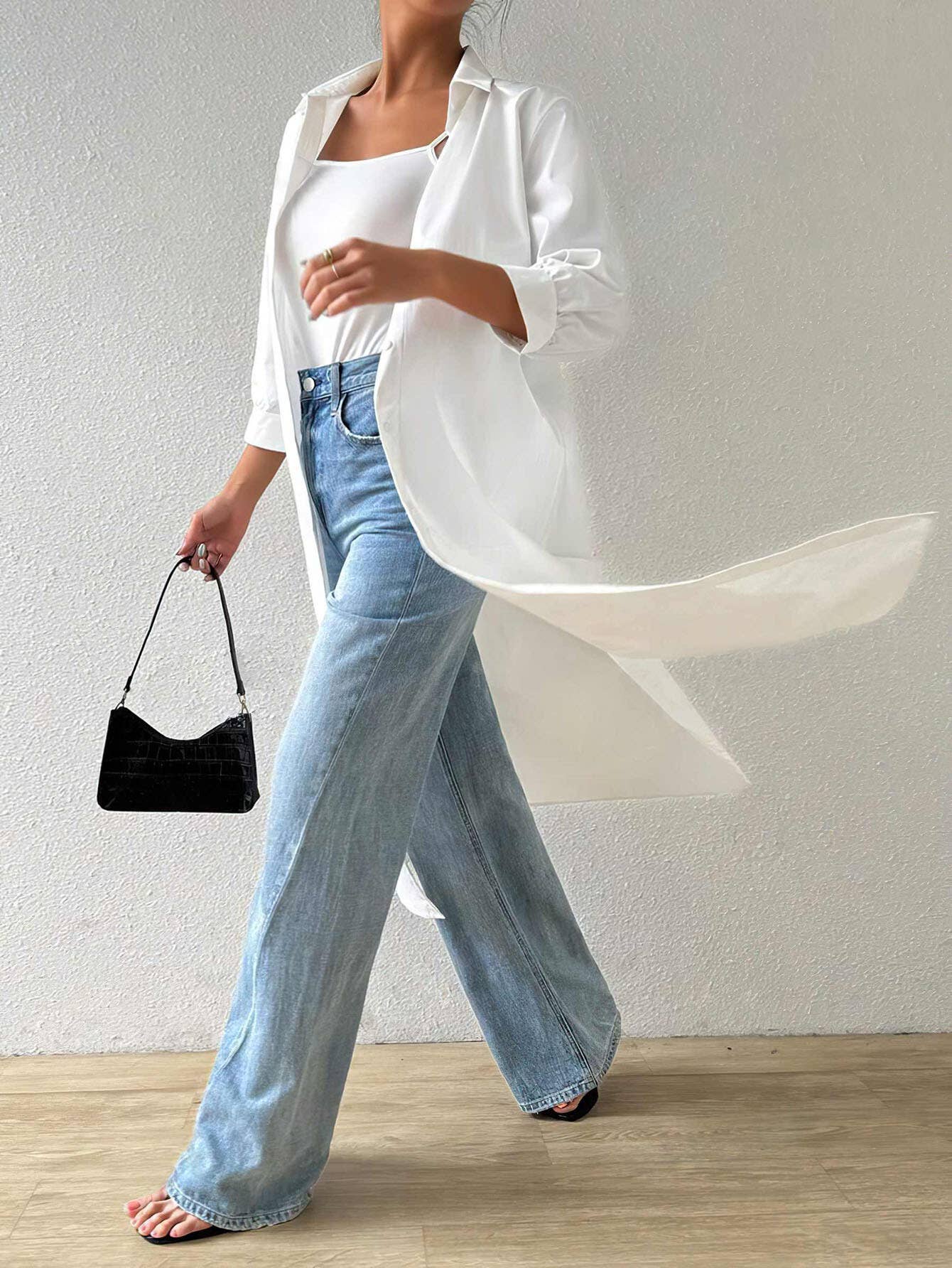 Versatile Mid-Sleeve Long Cardigan Shirt